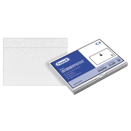 Favorit SPEEDY-DOC - Busta - formato C4 - 248 x 340 mm - autoadesiva - semitrasparente - pacco da 50